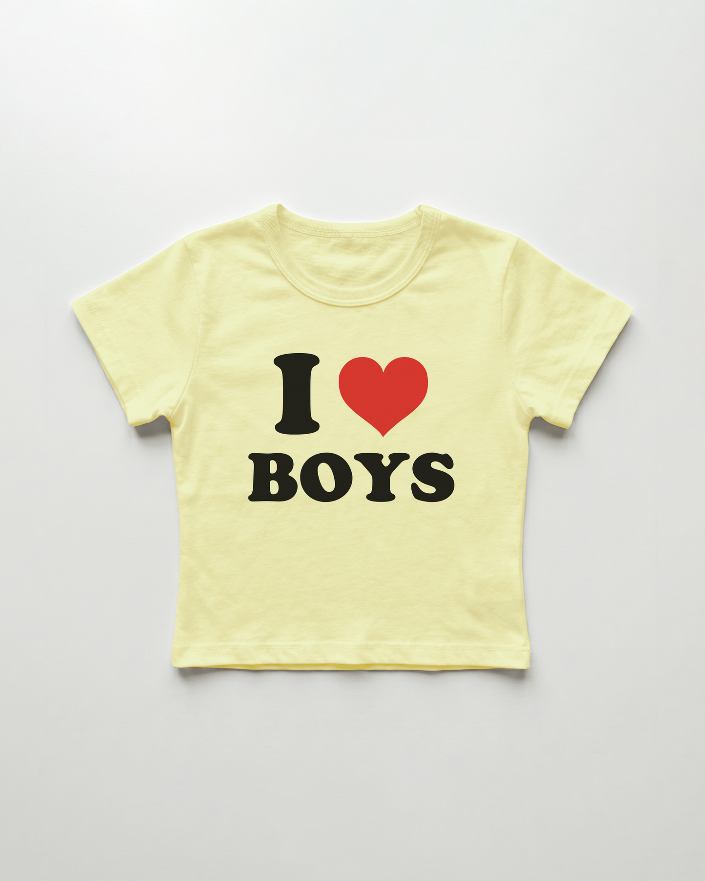 I love boys cropped Baby Tee Gelb | Lolita Sinz