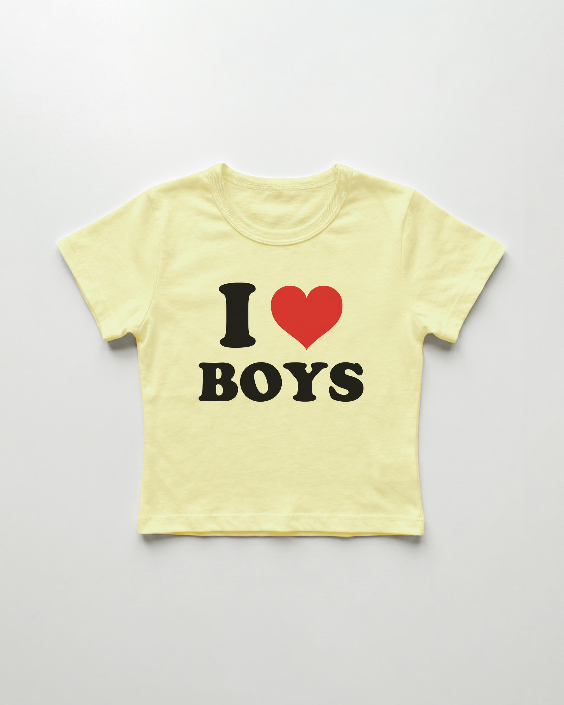 I love boys cropped Baby Tee Gelb | Lolita Sinz