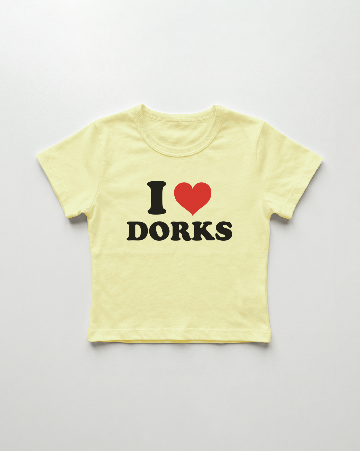 I love dorks cropped Baby Tee Gelb | Lolita Sinz