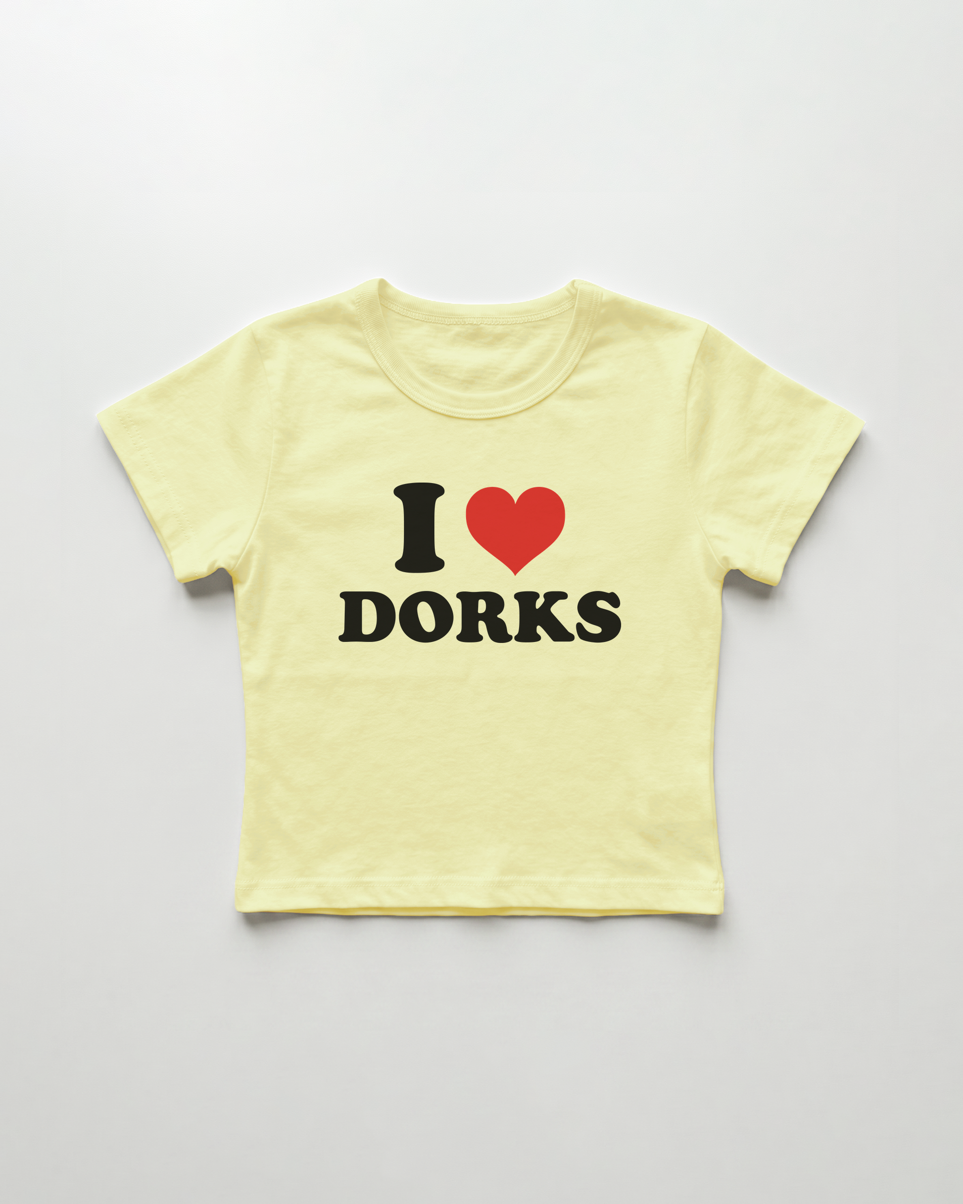 I love dorks cropped Baby Tee Gelb | Lolita Sinz