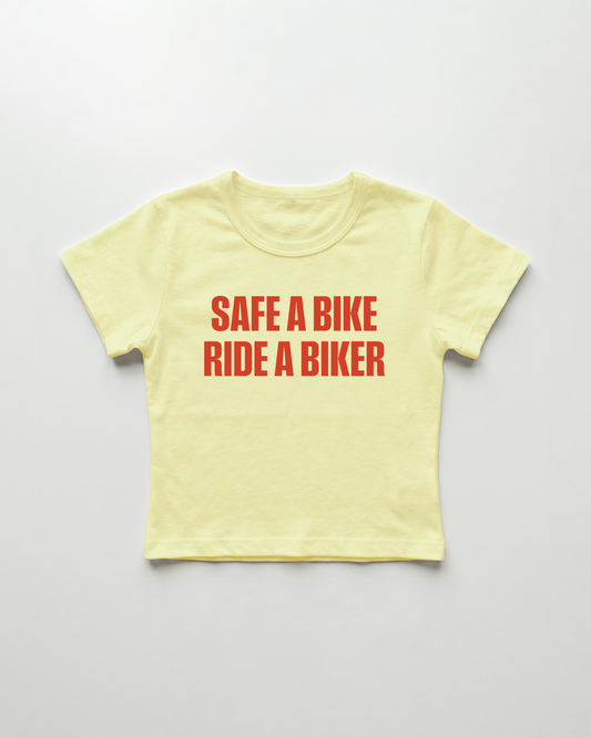 safe a bike ride a biker cropped Baby Tee
