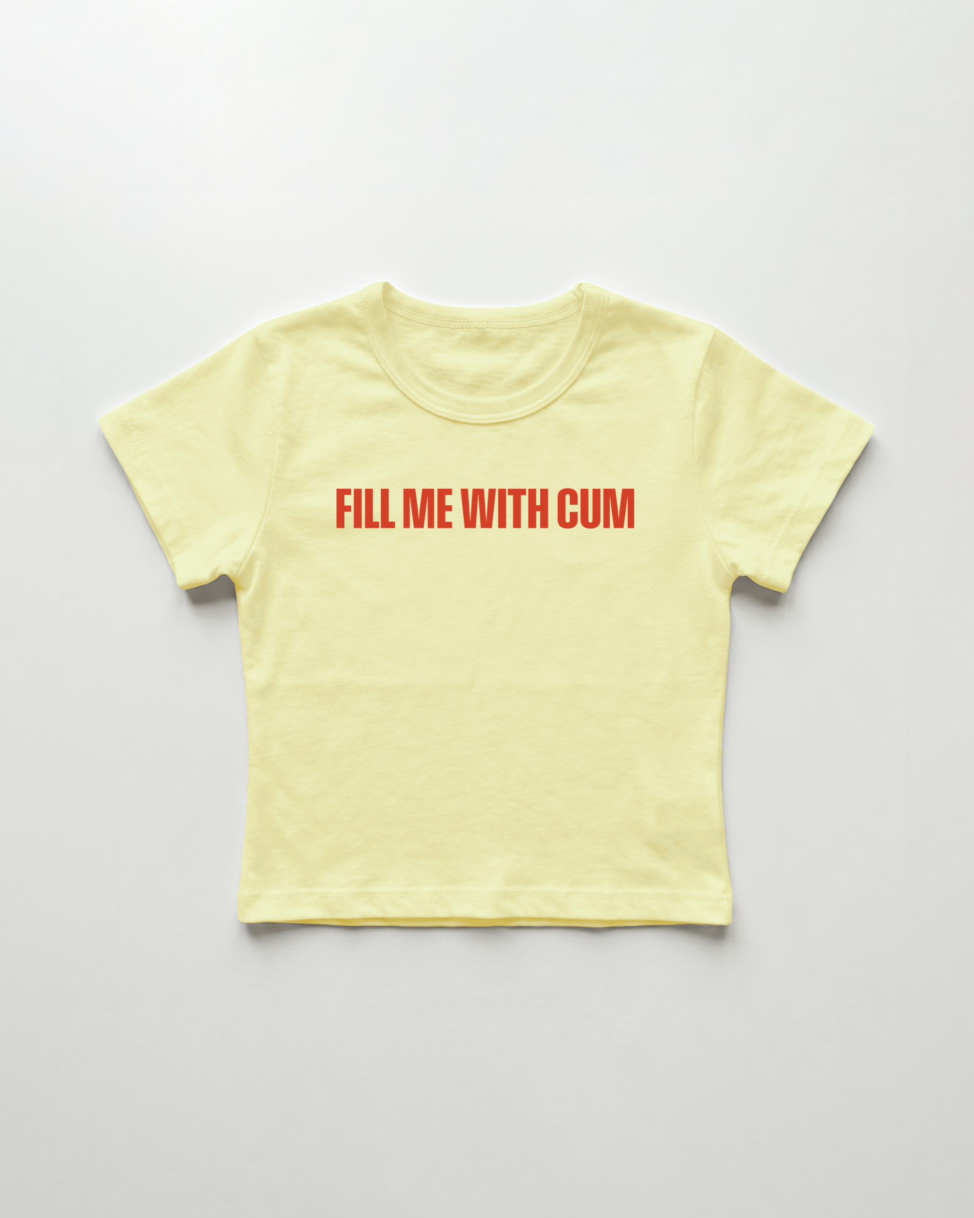 fill me with cum cropped Baby Tee Gelb | Lolita Sinz