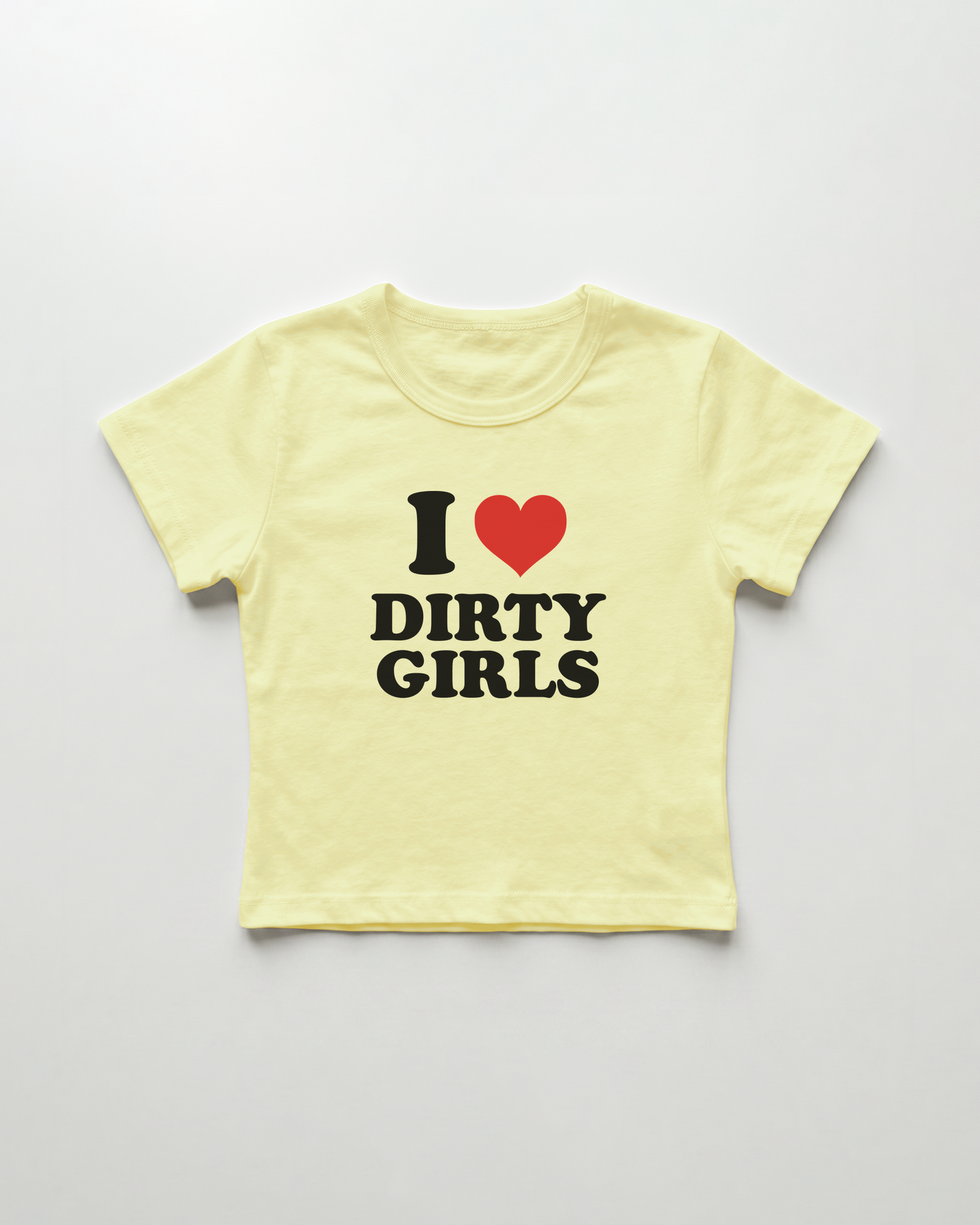 I love dirty girls cropped Baby Tee Gelb | Lolita Sinz