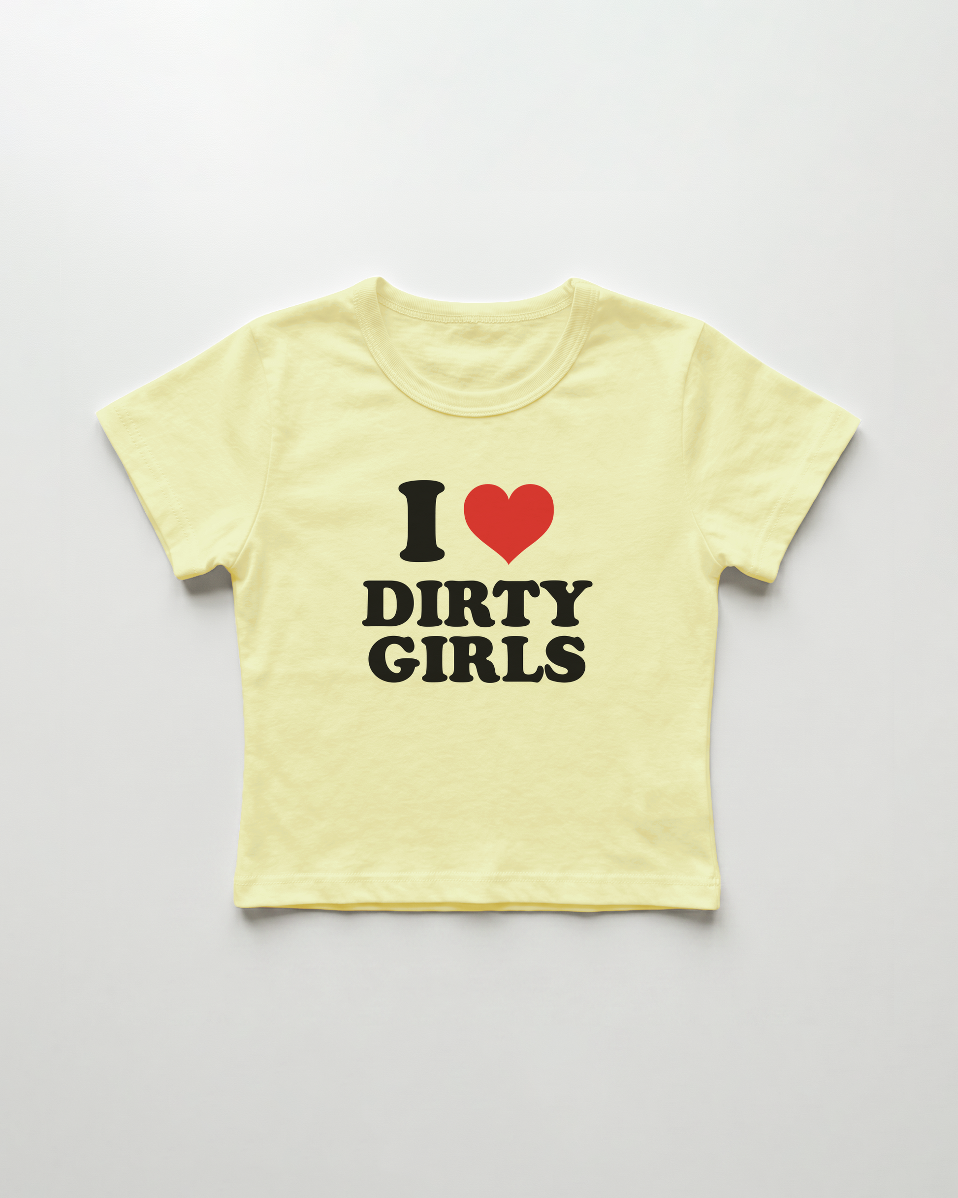 I love dirty girls cropped Baby Tee Gelb | Lolita Sinz