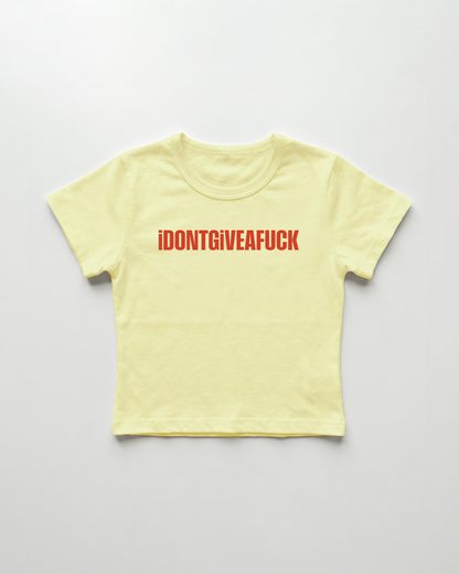 idontgiveafuck cropped Baby Tee Gelb | Lolita Sinz