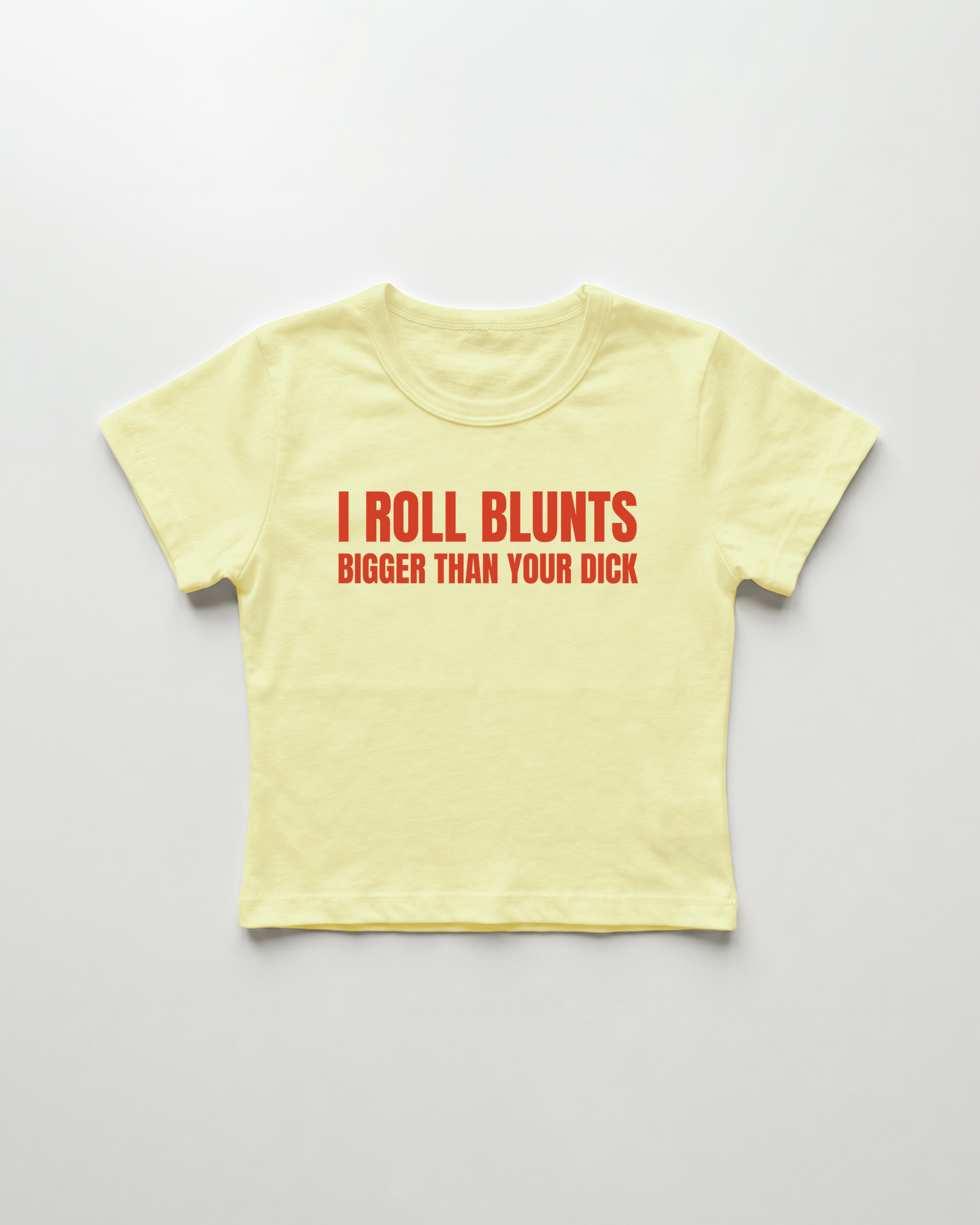 I roll blunts bigger than your dick cropped Baby Tee Gelb | Lolita Sinz