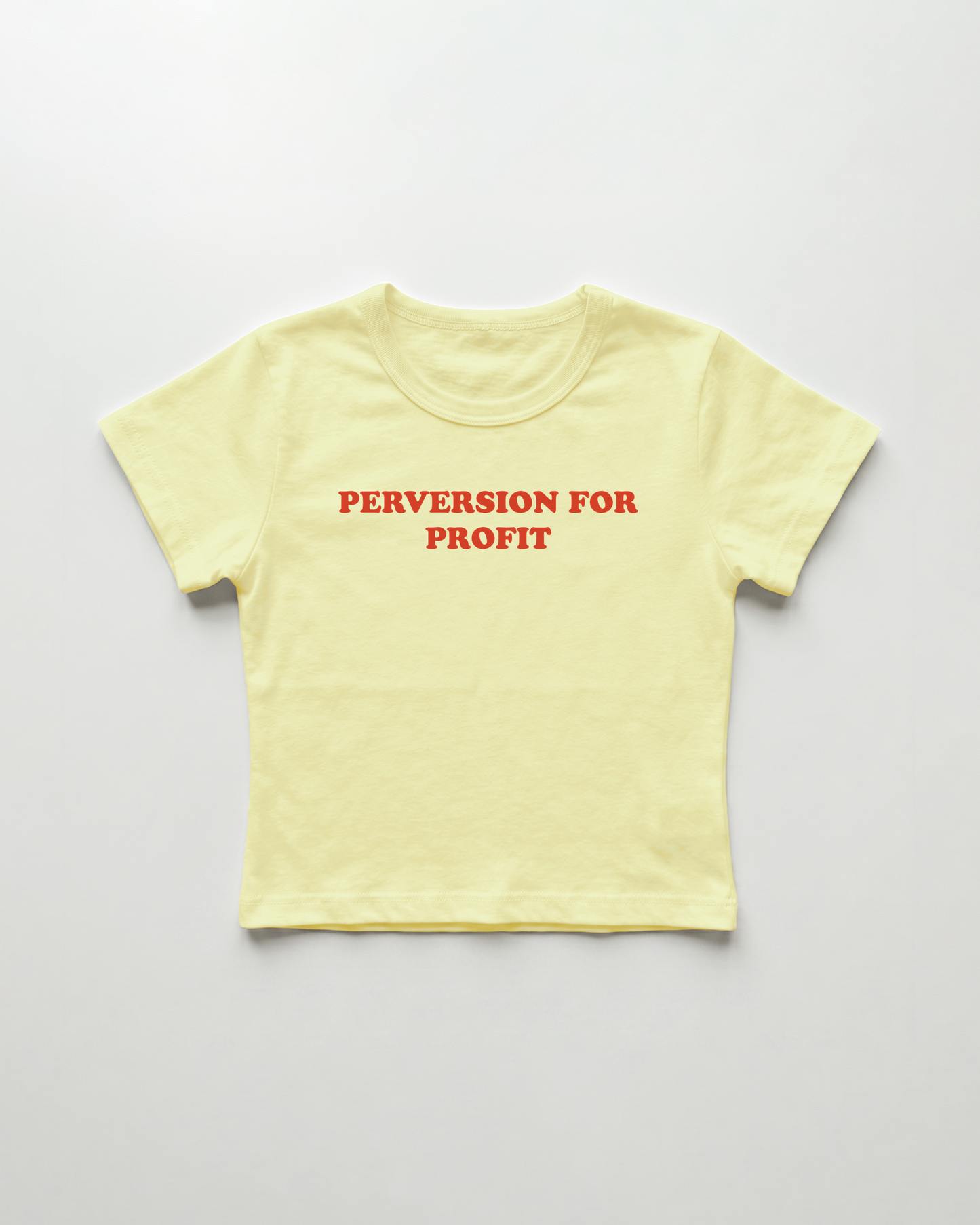 perversion for profit cropped Baby Tee Gelb | Lolita Sinz