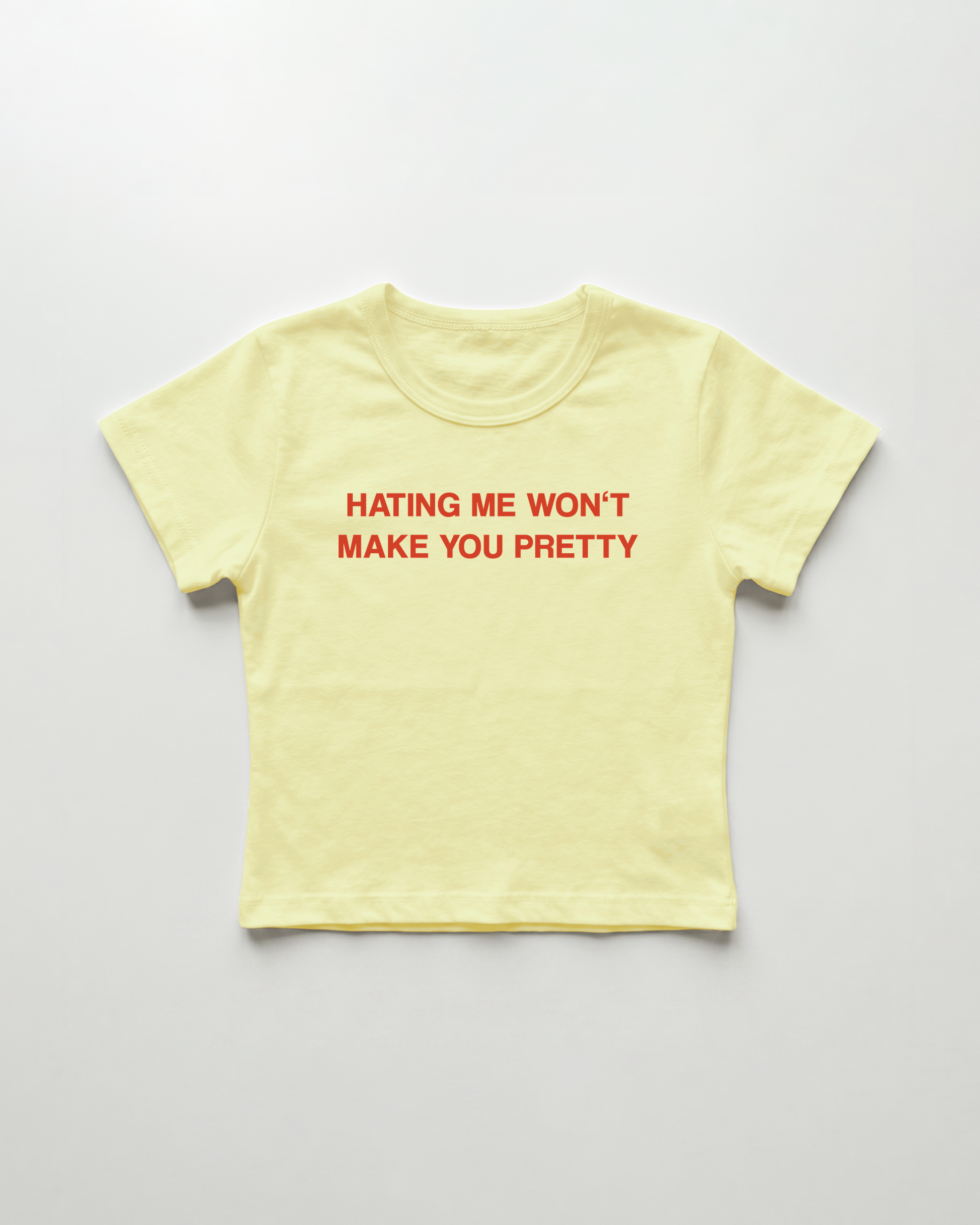 hating me won't make you pretty cropped Baby Tee Gelb | Lolita Sinz