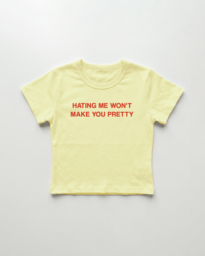 hating me won't make you pretty cropped Baby Tee Gelb | Lolita Sinz