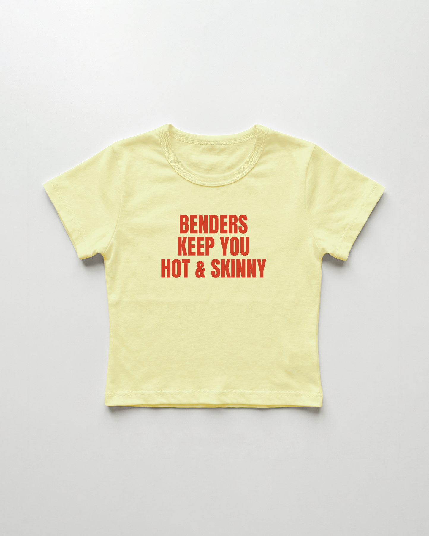 benders keep you hot and skinny cropped Baby Tee Gelb | Lolita Sinz