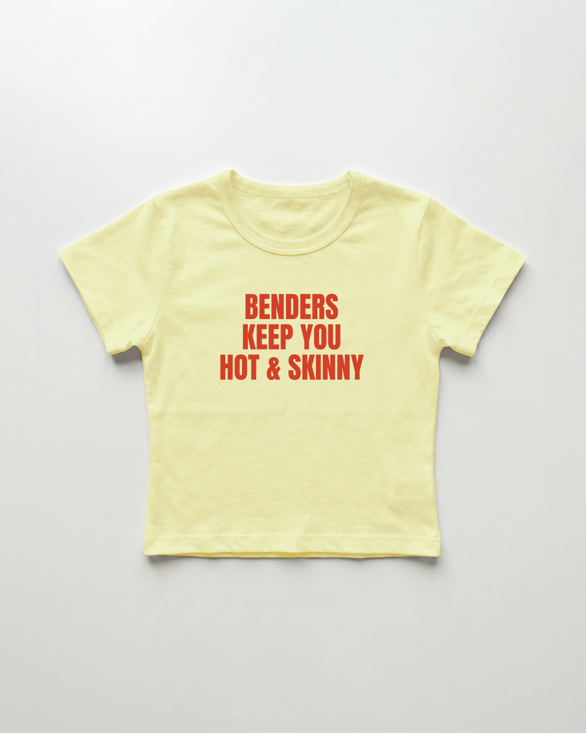 benders keep you hot and skinny cropped Baby Tee Gelb | Lolita Sinz