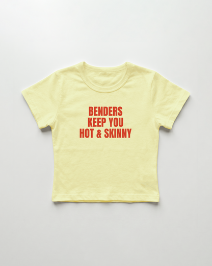 benders keep you hot and skinny cropped Baby Tee Gelb | Lolita Sinz