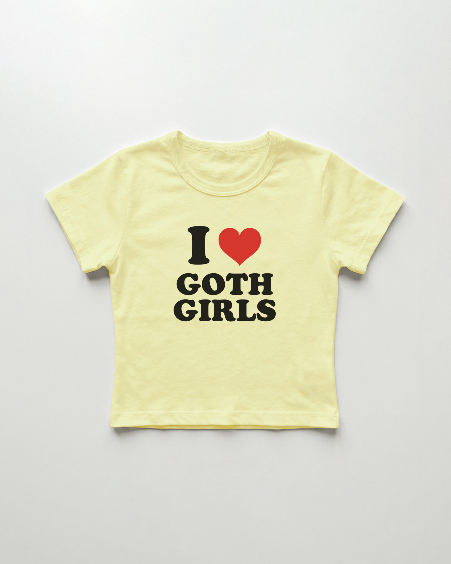 I love goth girls cropped Baby Tee Gelb | Lolita Sinz