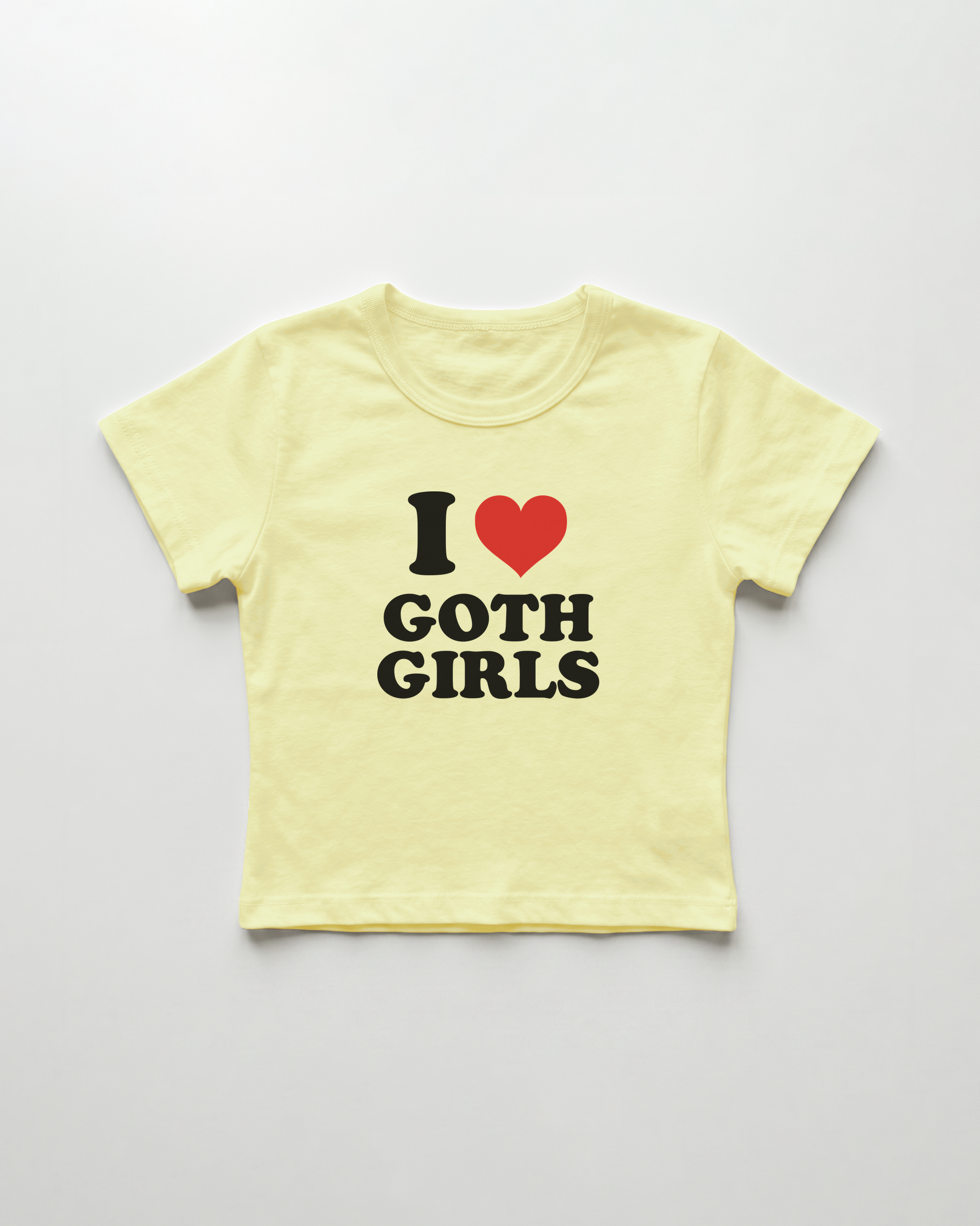 I love goth girls cropped Baby Tee Gelb | Lolita Sinz
