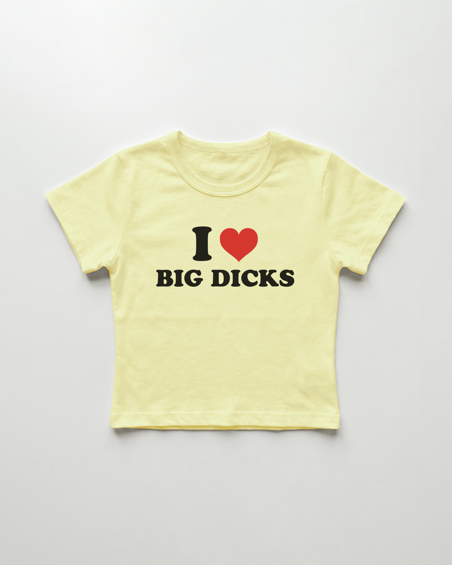 I love big dicks cropped Baby Tee Gelb | Lolita Sinz