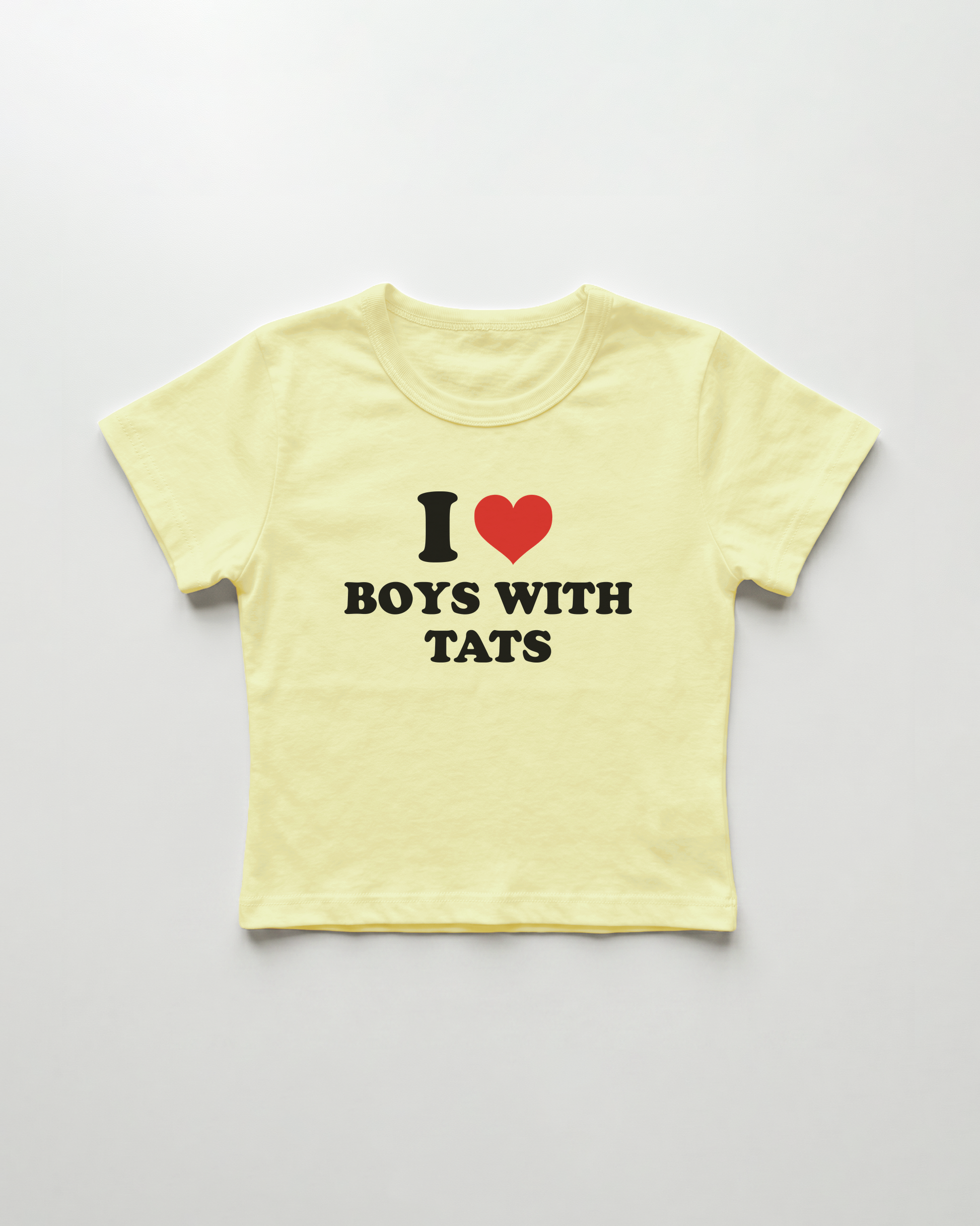 I love boys with tats cropped Baby Tee Gelb | Lolita Sinz