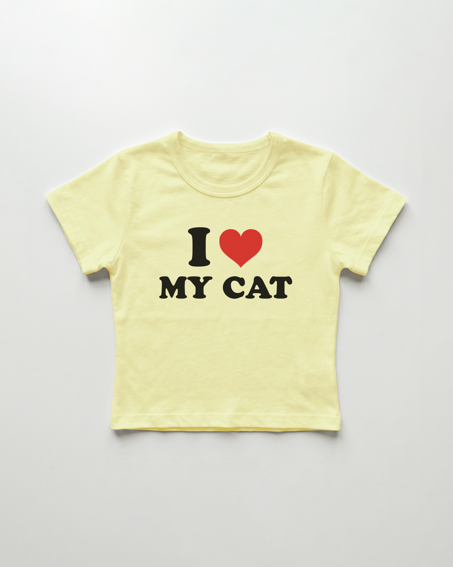 I love my cat cropped Baby Tee Gelb | Lolita Sinz