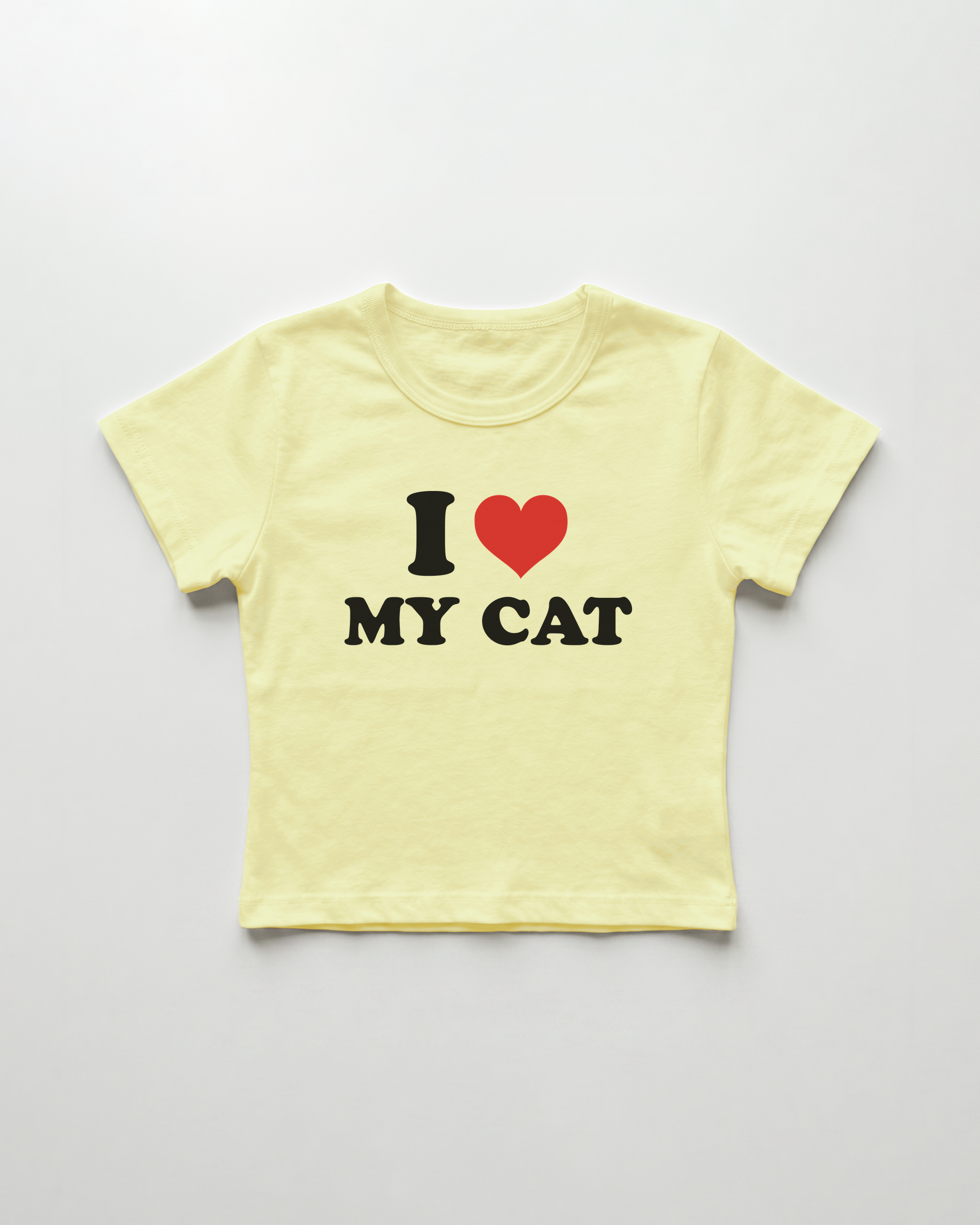 I love my cat cropped Baby Tee Gelb | Lolita Sinz