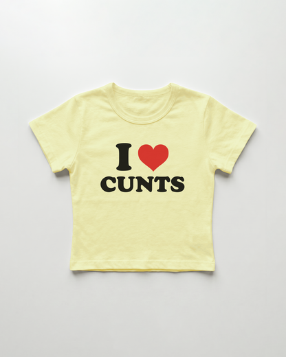 I love cunts cropped Baby Tee Gelb | Lolita Sinz