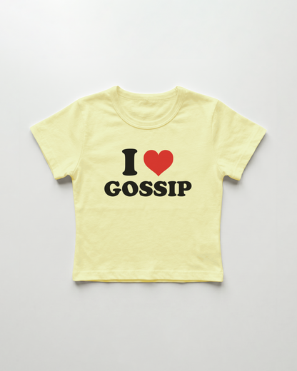 I love gossip cropped Baby Tee Gelb | Lolita Sinz
